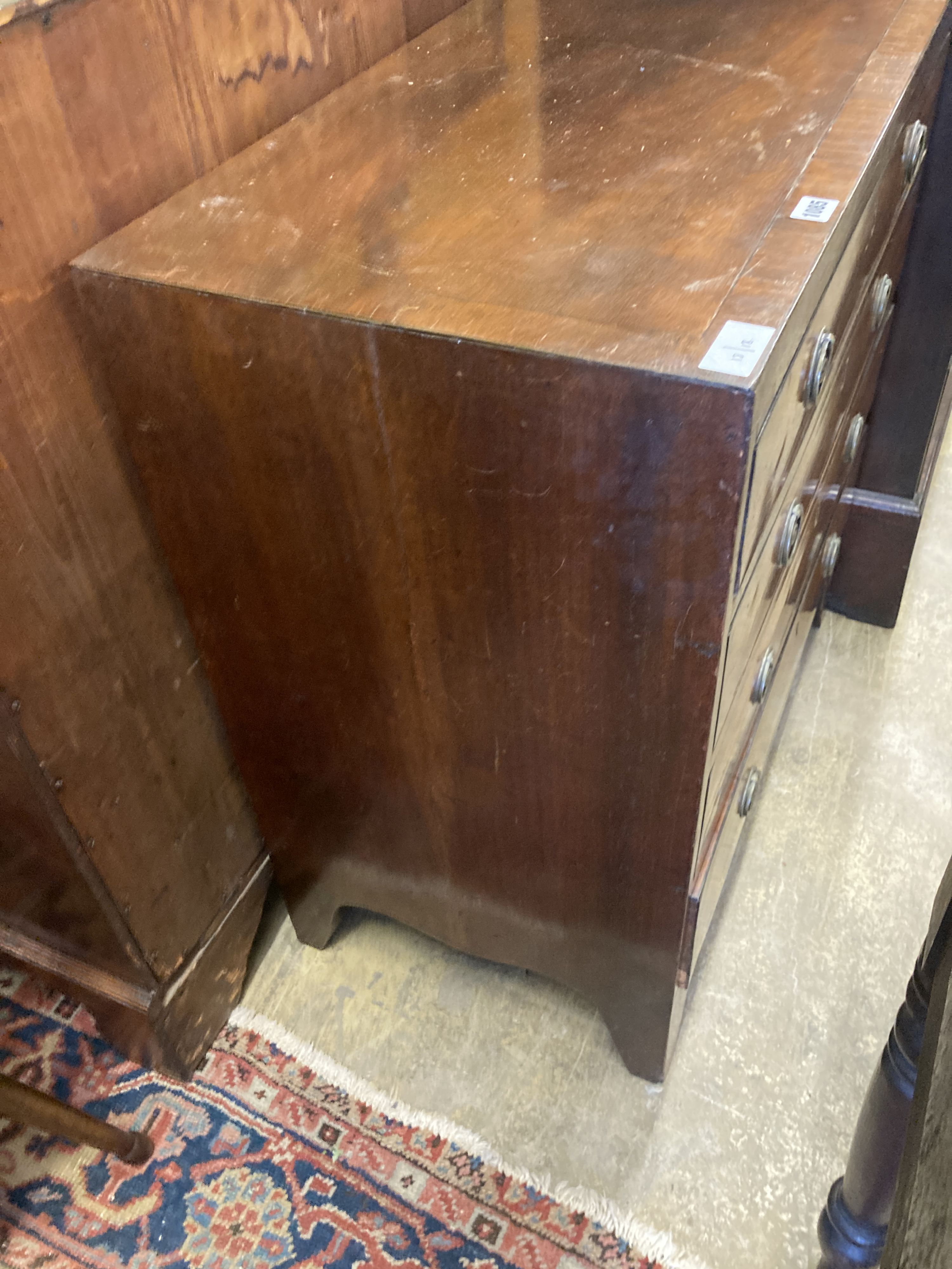 A small Regency banded mahogany chest, width 75cm, depth 42cm, height 79cm